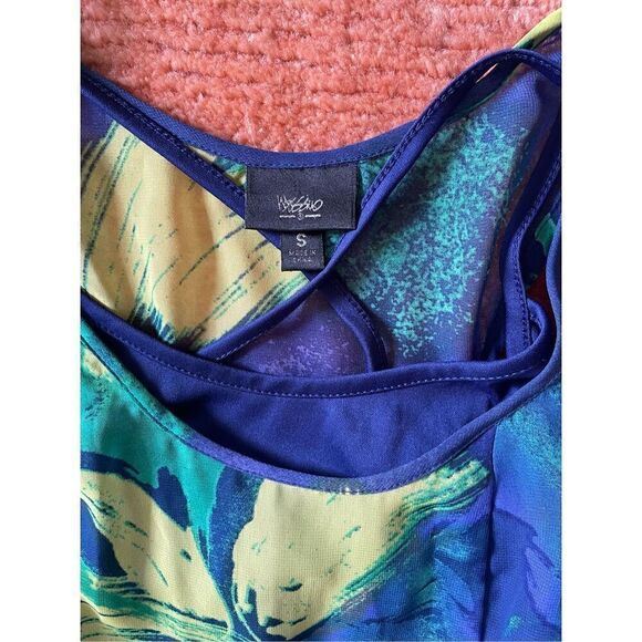 Mossimo Blue & Green Watercolor Chiffon Sleeveless Maxi Dress With Slip S - Picture 2 of 8